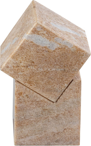 Meridian Furniture Quad Stacked Marble Cube Sculptural Tower Handcrafted Stone Tabletop Accent for Shelf Styling Pink Genuine Marble ACC107-Pink
