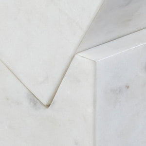 Meridian Furniture Quad Stacked Marble Cube Sculptural Tower Handcrafted Stone Tabletop Accent for Shelf Styling White Genuine Marble ACC107-White