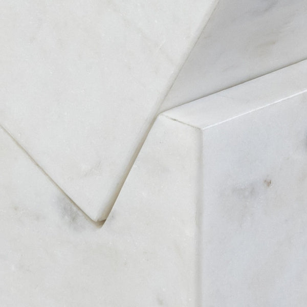 Meridian Furniture Quad Stacked Marble Cube Sculptural Tower Handcrafted Stone Tabletop Accent for Shelf Styling White Genuine Marble ACC107-White