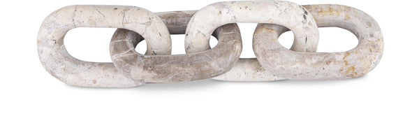 Meridian Furniture Lynx Sculptural Chain Links Carved Stone Tabletop Accent with Natural Veining for Shelves Beige Genuine Marble ACC108-Beige