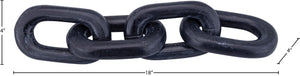 Meridian Furniture Lynx Sculptural Chain Links Carved Stone Tabletop Accent with Natural Veining for Shelves Black Genuine Marble ACC108-Black