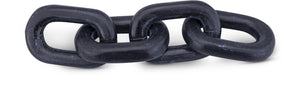 Meridian Furniture Lynx Sculptural Chain Links Carved Stone Tabletop Accent with Natural Veining for Shelves Black Genuine Marble ACC108-Black