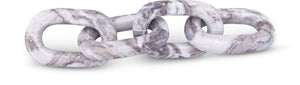 Meridian Furniture Lynx Sculptural Chain Links Carved Stone Tabletop Accent with Natural Veining for Shelves Brown Genuine Marble ACC108-Brown