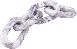 Meridian Furniture Lynx Sculptural Chain Links Carved Stone Tabletop Accent with Natural Veining for Shelves Brown Genuine Marble ACC108-Brown