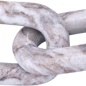 Meridian Furniture Lynx Sculptural Chain Links Carved Stone Tabletop Accent with Natural Veining for Shelves Brown Genuine Marble ACC108-Brown