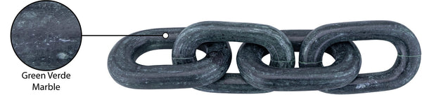 Meridian Furniture Lynx Sculptural Chain Links Carved Stone Tabletop Accent with Natural Veining for Shelves Green Genuine Marble ACC108-Green