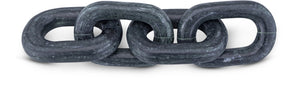 Meridian Furniture Lynx Sculptural Chain Links Carved Stone Tabletop Accent with Natural Veining for Shelves Green Genuine Marble ACC108-Green