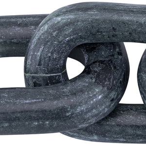 Meridian Furniture Lynx Sculptural Chain Links Carved Stone Tabletop Accent with Natural Veining for Shelves Green Genuine Marble ACC108-Green