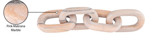 Meridian Furniture Lynx Sculptural Chain Links Carved Stone Tabletop Accent with Natural Veining for Shelves Pink Genuine Marble ACC108-Pink