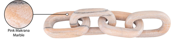Meridian Furniture Lynx Sculptural Chain Links Carved Stone Tabletop Accent with Natural Veining for Shelves Pink Genuine Marble ACC108-Pink
