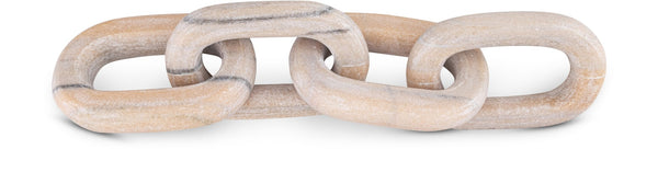 Meridian Furniture Lynx Sculptural Chain Links Carved Stone Tabletop Accent with Natural Veining for Shelves Pink Genuine Marble ACC108-Pink