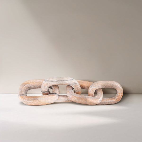 Meridian Furniture Lynx Sculptural Chain Links Carved Stone Tabletop Accent with Natural Veining for Shelves Pink Genuine Marble ACC108-Pink