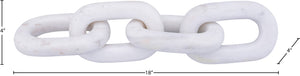 Meridian Furniture Lynx Sculptural Chain Links Carved Stone Tabletop Accent with Natural Veining for Shelves White Genuine Marble ACC108-White