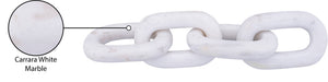 Meridian Furniture Lynx Sculptural Chain Links Carved Stone Tabletop Accent with Natural Veining for Shelves White Genuine Marble ACC108-White