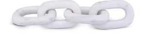 Meridian Furniture Lynx Sculptural Chain Links Carved Stone Tabletop Accent with Natural Veining for Shelves White Genuine Marble ACC108-White
