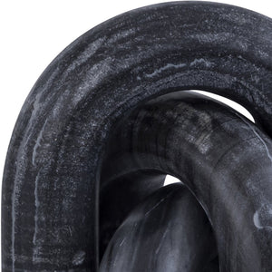 Meridian Furniture Arco Sculptural Set of Three Hand Carved Natural Stone Arch Accents for Shelf or Console Black Genuine Marble ACC109-Black