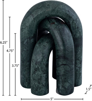 Meridian Furniture Arco Sculptural Set of Three Hand Carved Natural Stone Arch Accents for Shelf or Console Green Genuine Marble ACC109-Green