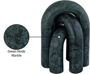Meridian Furniture Arco Sculptural Set of Three Hand Carved Natural Stone Arch Accents for Shelf or Console Green Genuine Marble ACC109-Green