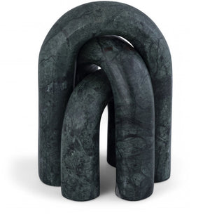 Meridian Furniture Arco Sculptural Set of Three Hand Carved Natural Stone Arch Accents for Shelf or Console Green Genuine Marble ACC109-Green