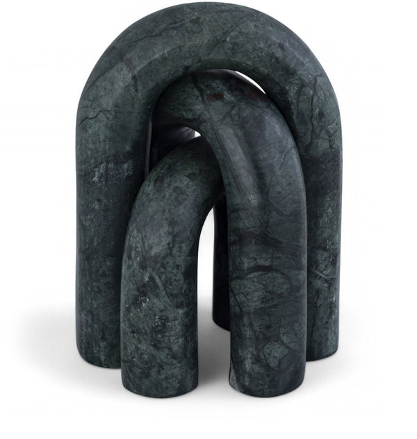 Meridian Furniture Arco Sculptural Set of Three Hand Carved Natural Stone Arch Accents for Shelf or Console Green Genuine Marble ACC109-Green