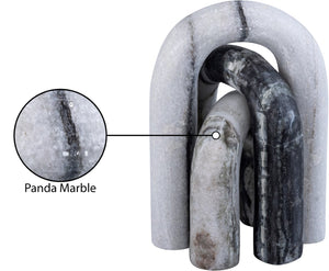 Meridian Furniture Arco Sculptural Set of Three Hand Carved Natural Stone Arch Accents for Shelf or Console Panda Genuine Marble ACC109-Panda