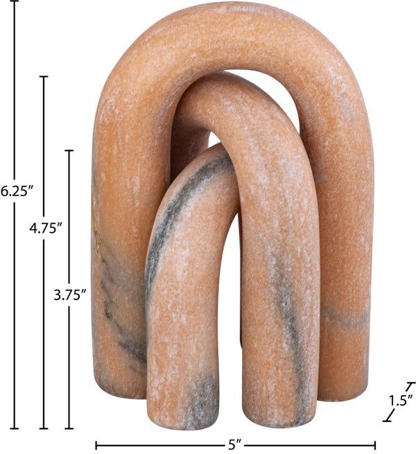 Meridian Furniture Arco Sculptural Set of Three Hand Carved Natural Stone Arch Accents for Shelf or Console Pink Genuine Marble ACC109-Pink
