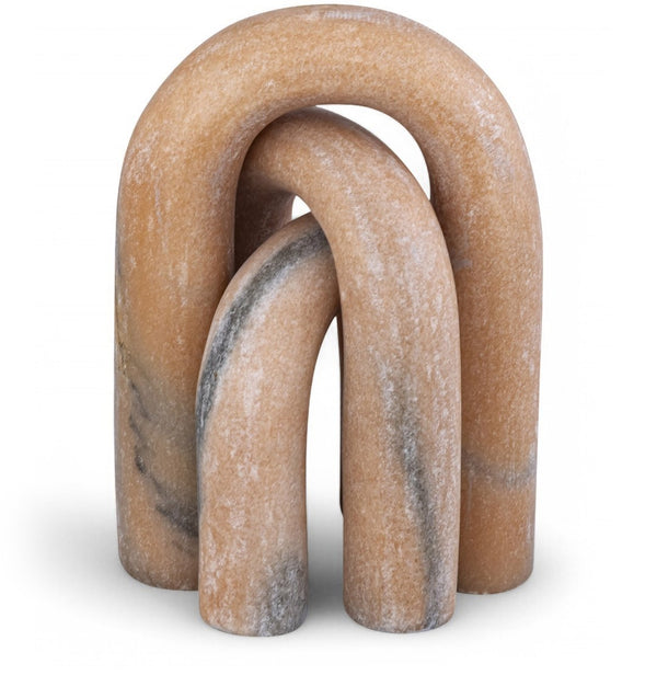 Meridian Furniture Arco Sculptural Set of Three Hand Carved Natural Stone Arch Accents for Shelf or Console Pink Genuine Marble ACC109-Pink