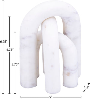 Meridian Furniture Arco Sculptural Set of Three Hand Carved Natural Stone Arch Accents for Shelf or Console White Genuine Marble ACC109-White