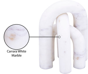 Meridian Furniture Arco Sculptural Set of Three Hand Carved Natural Stone Arch Accents for Shelf or Console White Genuine Marble ACC109-White