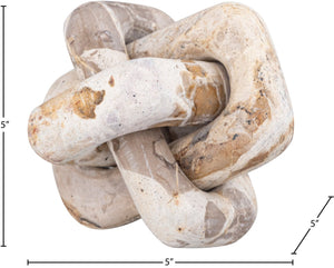 Meridian Furniture Bond Sculptural Marble Knot Tabletop Accent with Natural Veining for Shelves and Console Styling Beige Genuine Marble ACC110-Beige