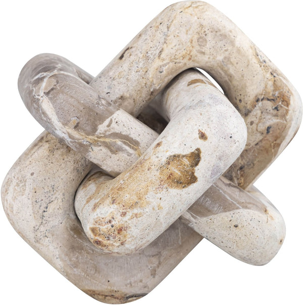 Meridian Furniture Bond Sculptural Marble Knot Tabletop Accent with Natural Veining for Shelves and Console Styling Beige Genuine Marble ACC110-Beige