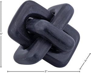 Meridian Furniture Bond Sculptural Marble Knot Tabletop Accent with Natural Veining for Shelves and Console Styling Black Genuine Marble ACC110-Black