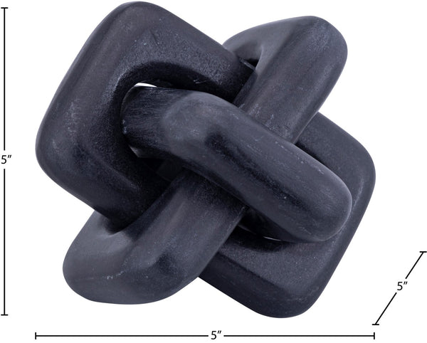 Meridian Furniture Bond Sculptural Marble Knot Tabletop Accent with Natural Veining for Shelves and Console Styling Black Genuine Marble ACC110-Black