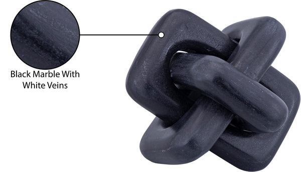 Meridian Furniture Bond Sculptural Marble Knot Tabletop Accent with Natural Veining for Shelves and Console Styling Black Genuine Marble ACC110-Black