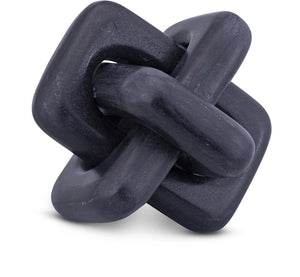 Meridian Furniture Bond Sculptural Marble Knot Tabletop Accent with Natural Veining for Shelves and Console Styling Black Genuine Marble ACC110-Black