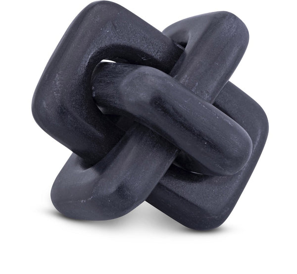 Meridian Furniture Bond Sculptural Marble Knot Tabletop Accent with Natural Veining for Shelves and Console Styling Black Genuine Marble ACC110-Black