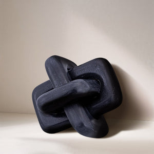 Meridian Furniture Bond Sculptural Marble Knot Tabletop Accent with Natural Veining for Shelves and Console Styling Black Genuine Marble ACC110-Black
