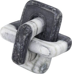 Meridian Furniture Bond Sculptural Marble Knot Tabletop Accent with Natural Veining for Shelves and Console Styling Panda Genuine Marble ACC110-Panda