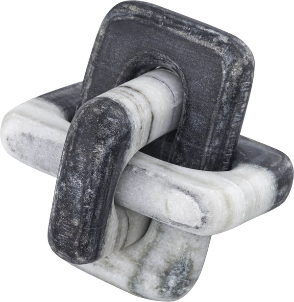 Meridian Furniture Bond Sculptural Marble Knot Tabletop Accent with Natural Veining for Shelves and Console Styling Panda Genuine Marble ACC110-Panda