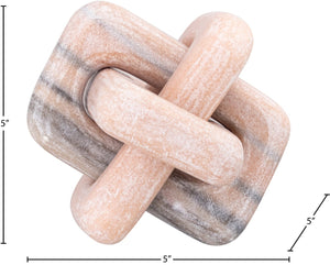 Meridian Furniture Bond Sculptural Marble Knot Tabletop Accent with Natural Veining for Shelves and Console Styling Pink Genuine Marble ACC110-Pink