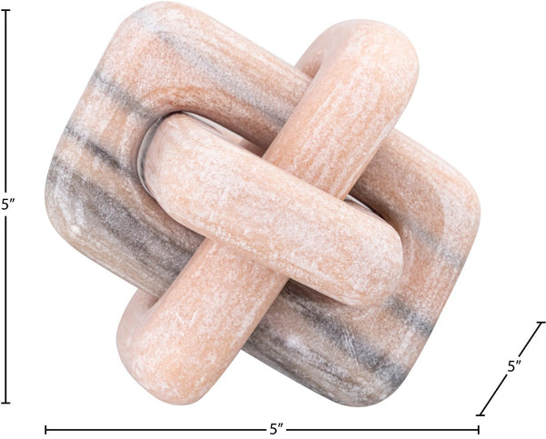 Meridian Furniture Bond Sculptural Marble Knot Tabletop Accent with Natural Veining for Shelves and Console Styling Pink Genuine Marble ACC110-Pink
