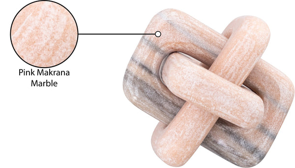 Meridian Furniture Bond Sculptural Marble Knot Tabletop Accent with Natural Veining for Shelves and Console Styling Pink Genuine Marble ACC110-Pink
