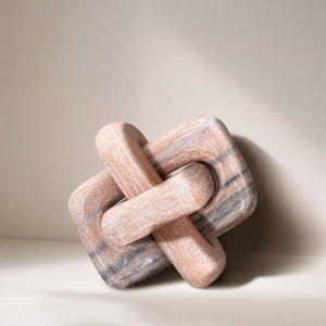 Meridian Furniture Bond Sculptural Marble Knot Tabletop Accent with Natural Veining for Shelves and Console Styling Pink Genuine Marble ACC110-Pink