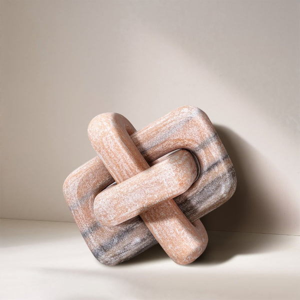 Meridian Furniture Bond Sculptural Marble Knot Tabletop Accent with Natural Veining for Shelves and Console Styling Pink Genuine Marble ACC110-Pink