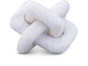 Meridian Furniture Bond Sculptural Marble Knot Tabletop Accent with Natural Veining for Shelves and Console Styling White Genuine Marble ACC110-White
