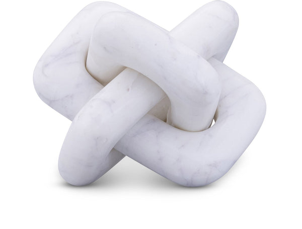 Meridian Furniture Bond Sculptural Marble Knot Tabletop Accent with Natural Veining for Shelves and Console Styling White Genuine Marble ACC110-White