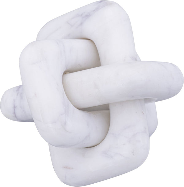 Meridian Furniture Bond Sculptural Marble Knot Tabletop Accent with Natural Veining for Shelves and Console Styling White Genuine Marble ACC110-White