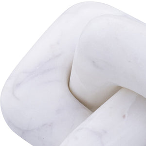 Meridian Furniture Bond Sculptural Marble Knot Tabletop Accent with Natural Veining for Shelves and Console Styling White Genuine Marble ACC110-White