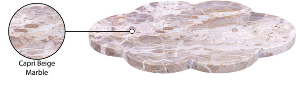 Meridian Furniture Rimini Clover Trefoil Tray Sculptural Natural Stone Catchall Accent for Vanity or Console Beige Genuine Marble ACC111-Beige