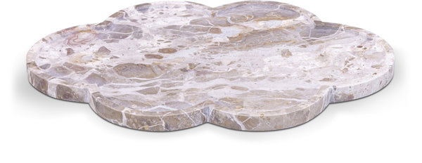 Meridian Furniture Rimini Clover Trefoil Tray Sculptural Natural Stone Catchall Accent for Vanity or Console Beige Genuine Marble ACC111-Beige